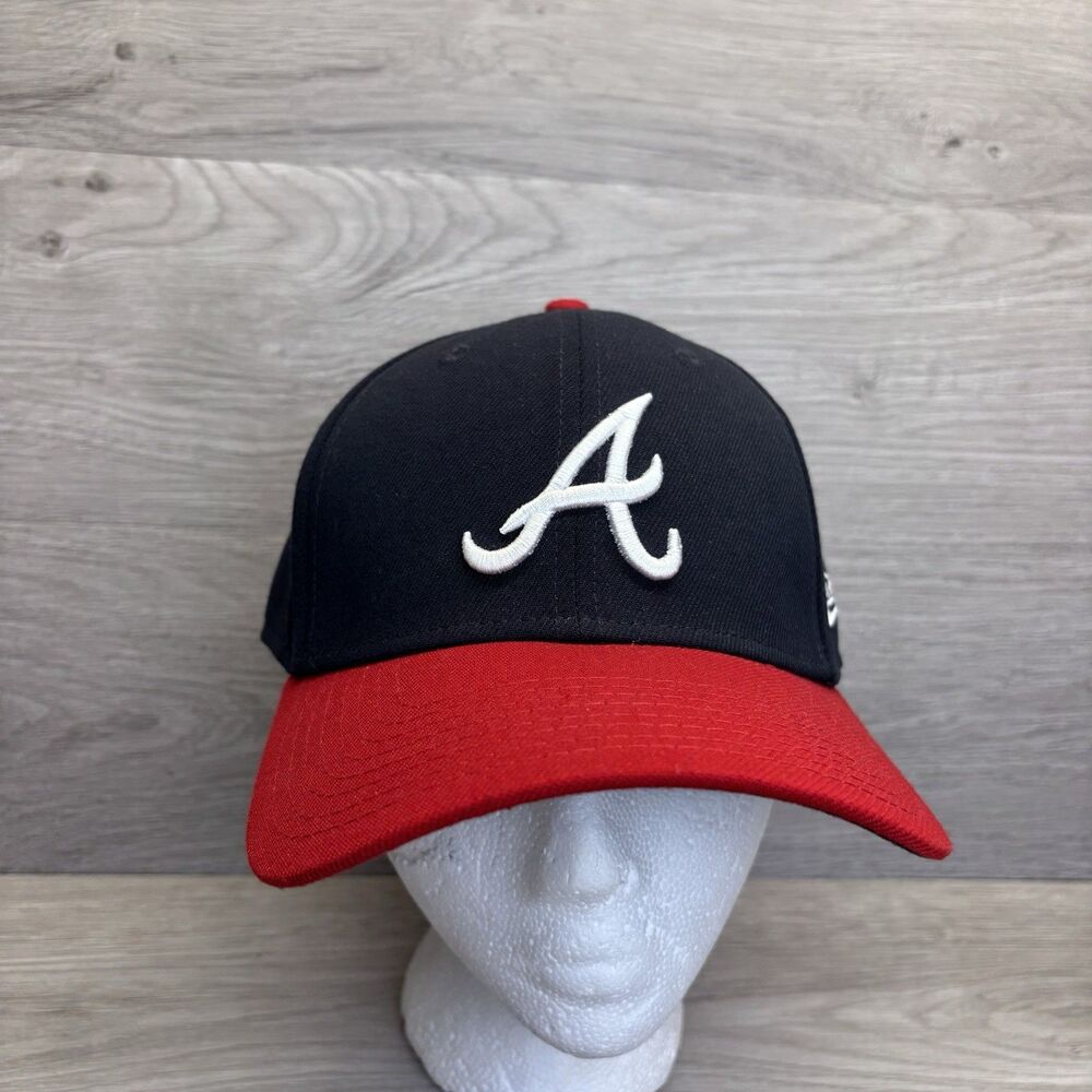 Atlanta Braves New Era 39THIRTY Hat Cap Navy Red Size Medium/Large Flex Fit MLB